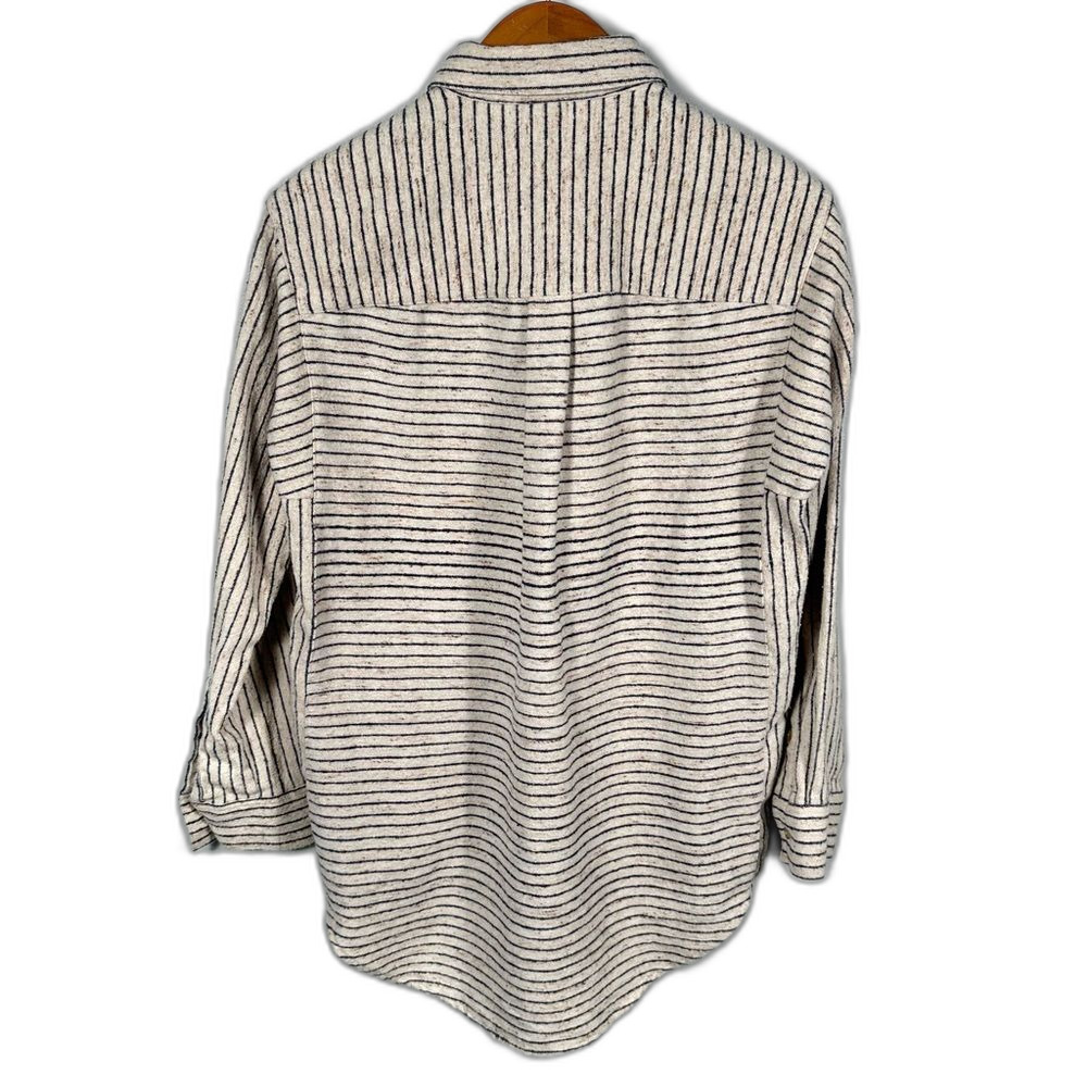 Madewell Stripe Flannel Button-Down Sunday Shirt Size Small Minimalist Winter - Picture 4 of 14